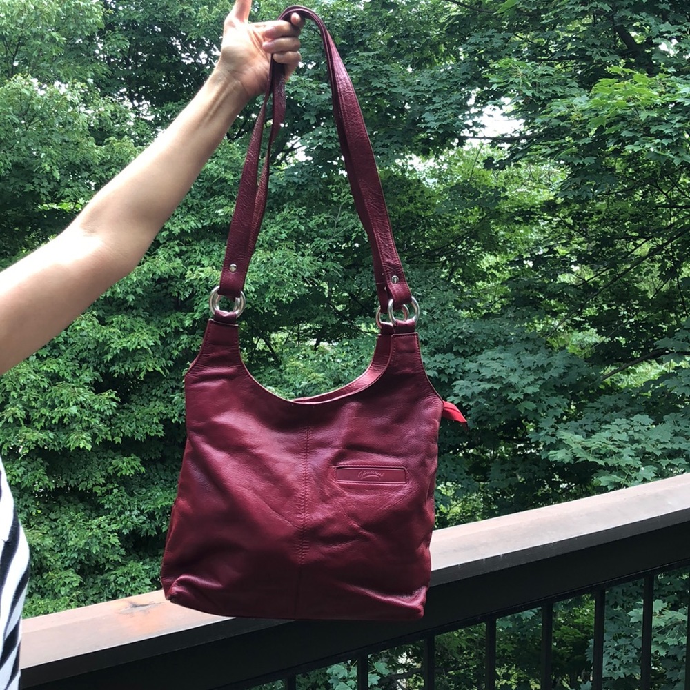 Fun leather red tote bag